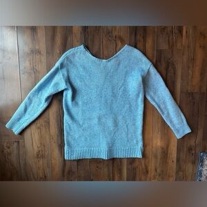 LOFT Blue Ribbed Knit Sweater Medium | Cozy Soft Winter Fall Pullover M
